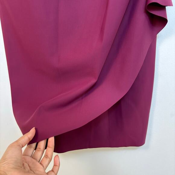 Alex Evenings Compression Dress Size 14 Ruffle Skirt Beaded Detail Wine Cocktail - Picture 11 of 14